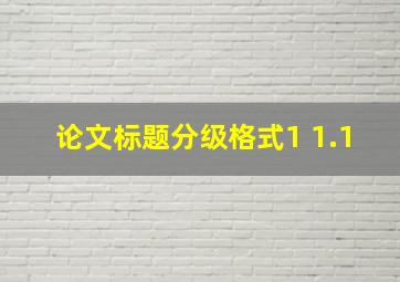 论文标题分级格式1 1.1